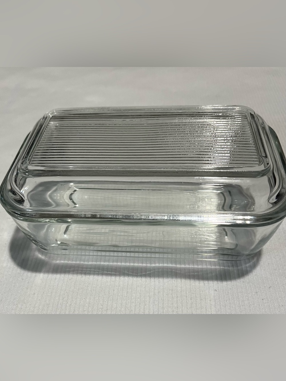 Vintage Clear Glass Ribbed Arcoroc France Refrigerator Dish Rectangular